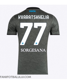SSC Napoli Khvicha Kvaratskhelia #77 Tricou Fotbal Replică 2024-25 Barbati Treilea